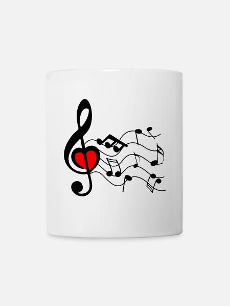 Clé de sol avec coeur et noix - Mug blanc - blanc