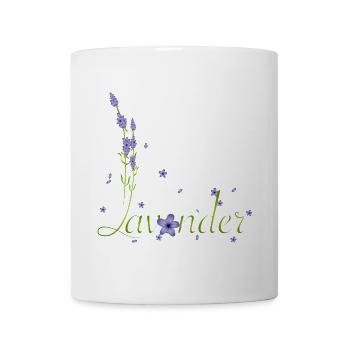 zarte Lavendel Kalligrafie mit Lavendel Blüten - Tasse - Weiß - Vorne