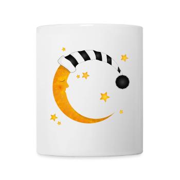 sleeping moon with a striped sleeping cap - Mug - white - Front