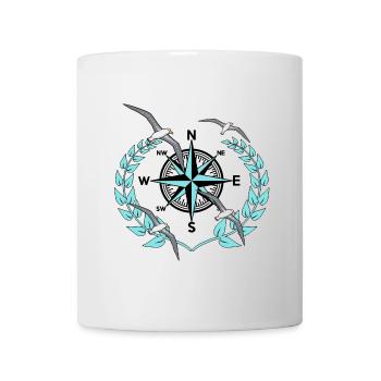 Compass Wind Rose Seagulls Nautical Maritime Seafaring - Mug - white - Front
