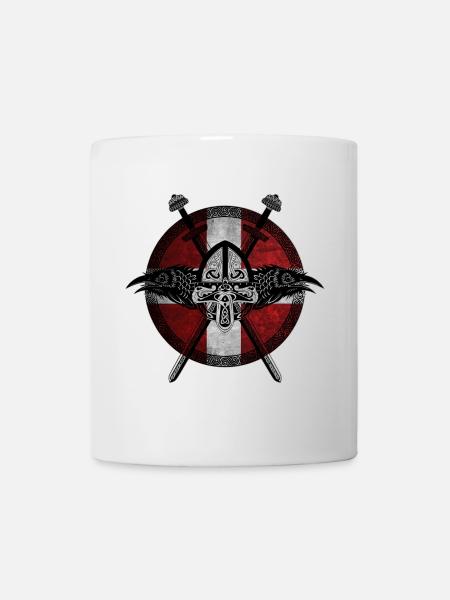 Viking Viking Denmark Flag Raven Design - Mug - white