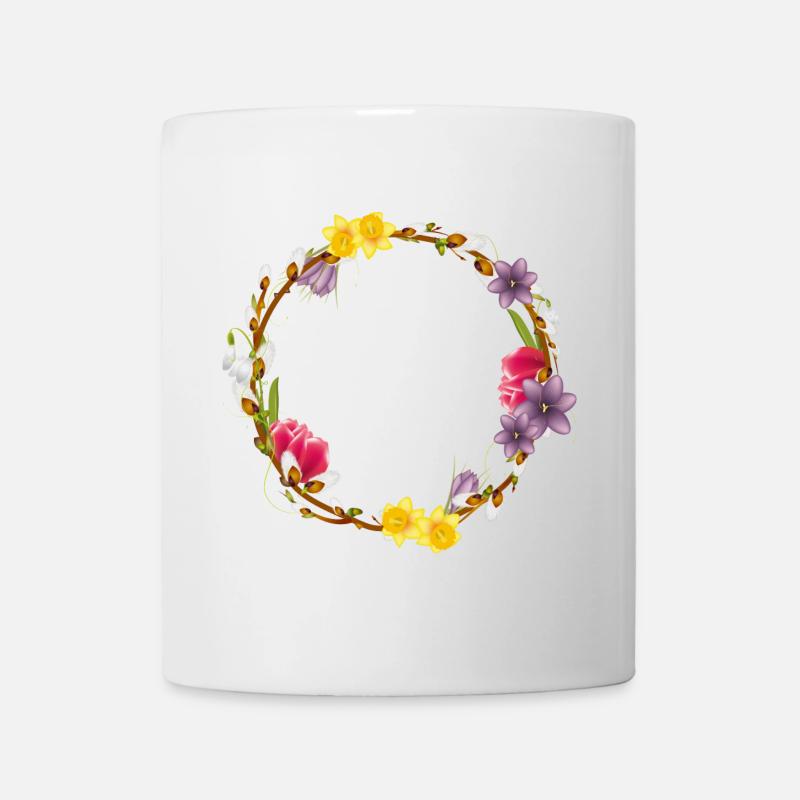 Couronne printanière de chatons et de fleurs de saule - Mug blanc - blanc