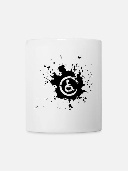 Image fauteuil roulant handicapé éclaboussure de peinture * - Mug blanc - blanc