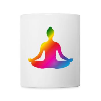 lumineux coloré yoga position silhouette - Mug blanc - blanc - Devant
