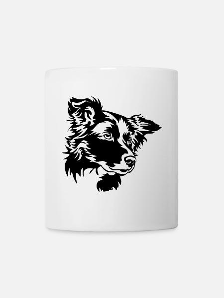 Border Collie Kopf - Tasse - Weiß