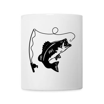 Fishing rod and fish - Mug - white - Front