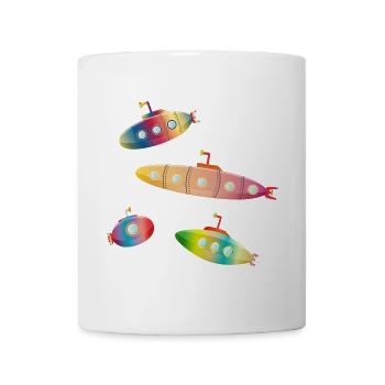 four enchanting colorful submarines with portholes - Mug - white - Front