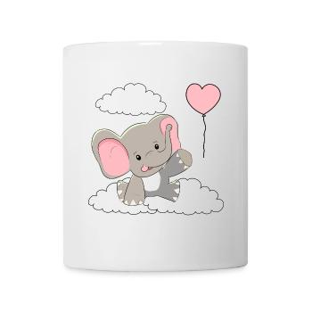 Éléphant Bébé Ballon Nuages Ciel Volant - Mug blanc - blanc - Devant