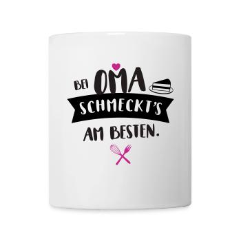 oma köchin schmecken lecker geschenk küche koch lo - Tasse - Weiß - Vorne