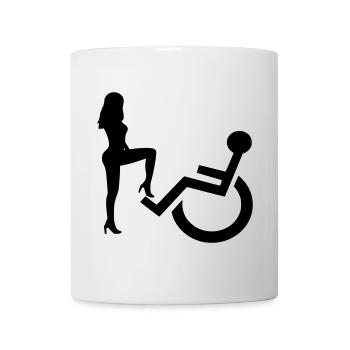 Cute lady versus wheelchair user Humor shirt* - Mug - white - Front