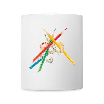 Kunterbunte Buntstifte frisch gespitzt - Tasse - Weiß - Vorne