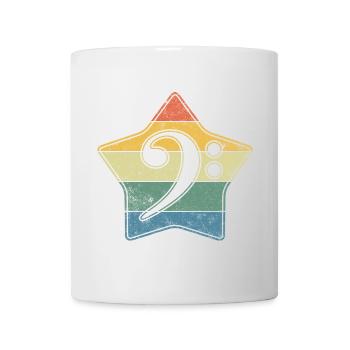 Basschlüssel als Vintage Style Stern im used look - Tasse - Weiß - Vorne
