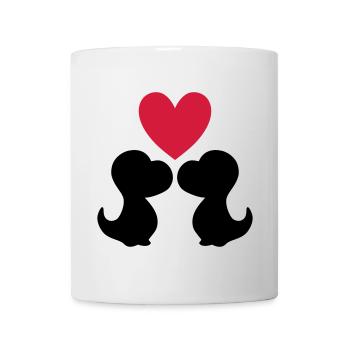 Deux bébés dinosaures et un cœur - Mug blanc - blanc - Devant