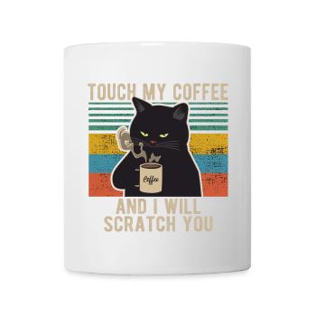 toucher mon café chat café matin grouch drôle - Mug blanc - blanc - Devant