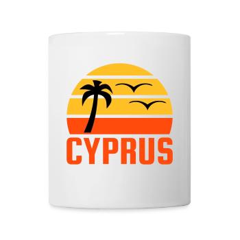 Cyprus (Halbsonne, Palme, zwei Vögel) - Tasse - Weiß - Vorne