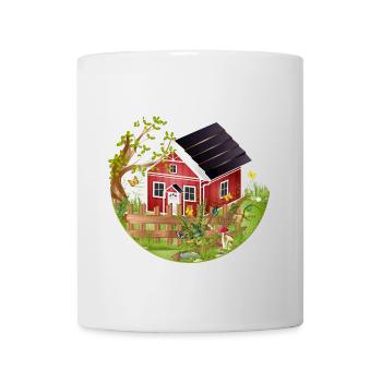 petite maison rouge avec jardin au printemps - Mug blanc - blanc - Devant