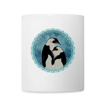 zwei zauberhafte Pinguine im Mosaik Stil - Tasse - Weiß - Vorne
