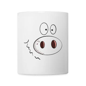 Glückliches Schwein I Schweine Gesicht I Kopf - Tasse - Weiß - Vorne