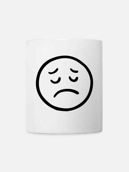 Sad face with thoughtful look - Mug - white