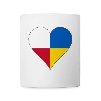 Ukraine Poland two flag one heart - Mug - white - Front