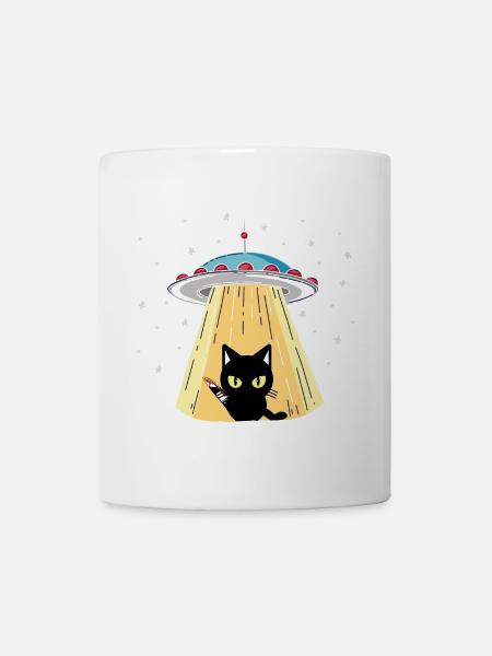 UFO Katze mit Laserblick - Tasse - Weiß