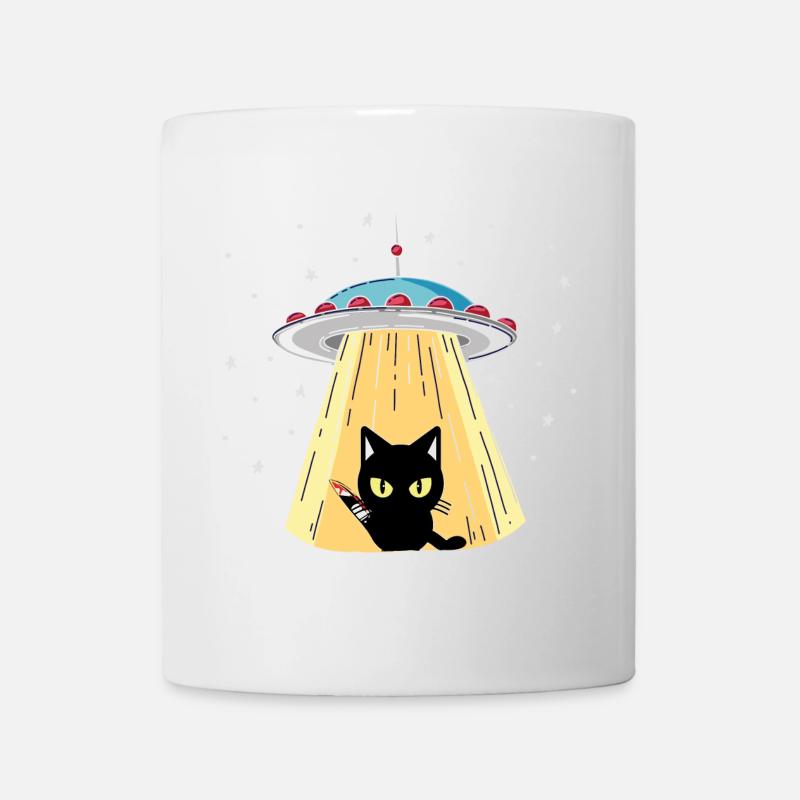 UFO Katze mit Laserblick - Tasse - Weiß