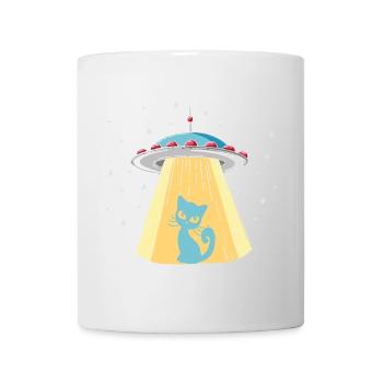 Humorous UFO cat print - Mug - white - Front
