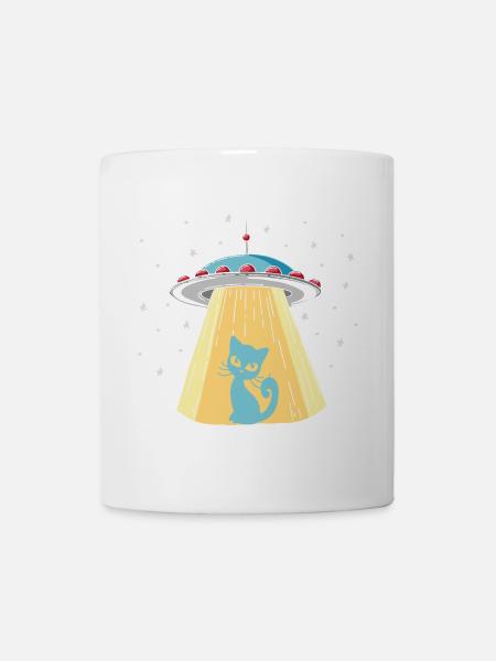 Imprimé chat OVNI humoristique - Mug blanc - blanc