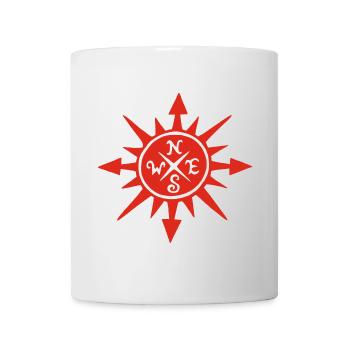 Red sun and compass - Mug - white - Front