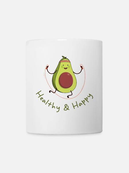 gesund & glücklich lustige Avocado - Tasse - Weiß
