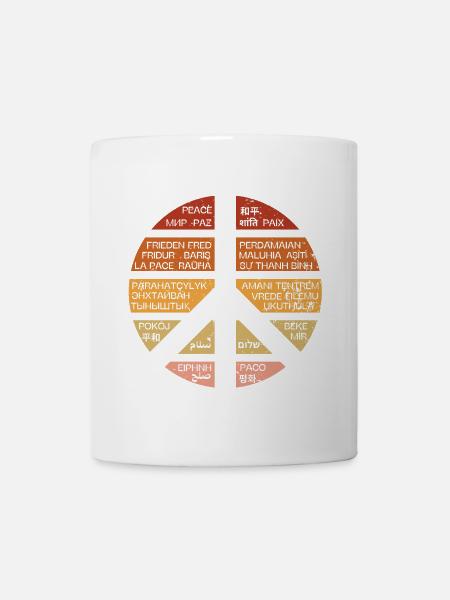 Vintage peace sign. Peace in many languages. - Mug - white