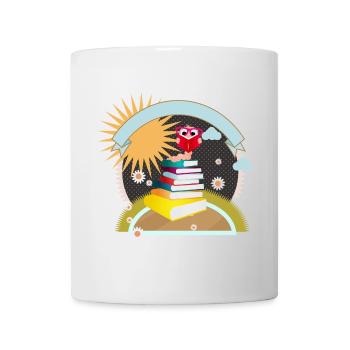 little bookworm with thirst for knowledge reads a book - Mug - white - Front