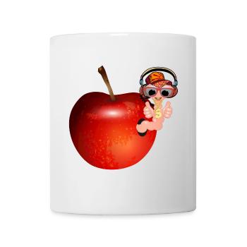 kleiner Regenwurm als Hip Hopper im roten Apfel - Tasse - Weiß - Vorne