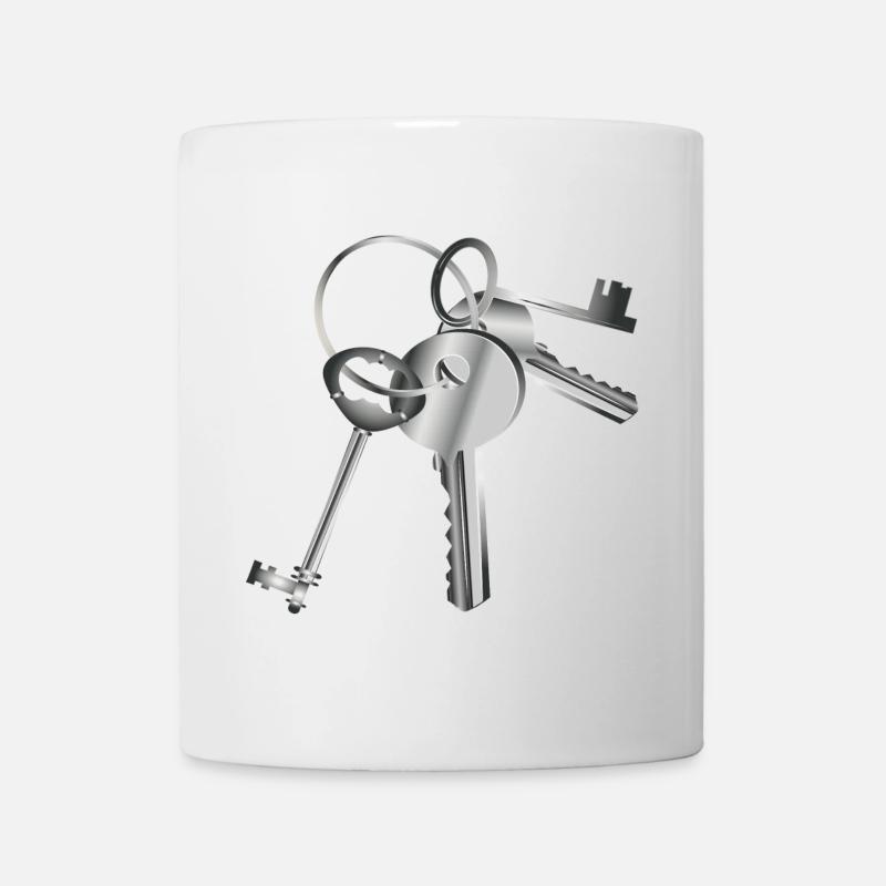 silberfarbene Schlüssel an einem Schlüsselbund - Tasse - Weiß