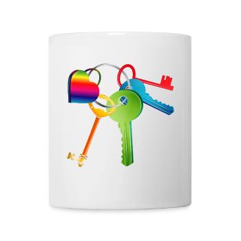 Keychain with colorful keys and colorful heart - Mug - white - Front