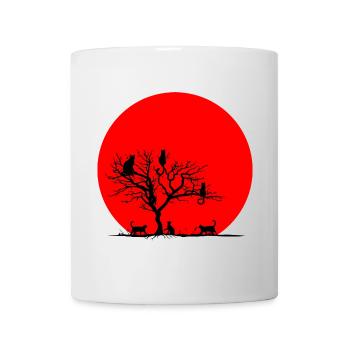 Cat's Gathering Red Full Moon | Geschenke für Katzenliebhaber - Tasse - Weiß - Vorne