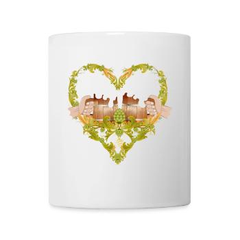 two filled beer mugs in the hop heart frame - Mug - white - Front