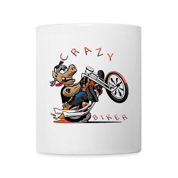 Wilder Hund Biker Cartoon - Tasse - Weiß - Vorne