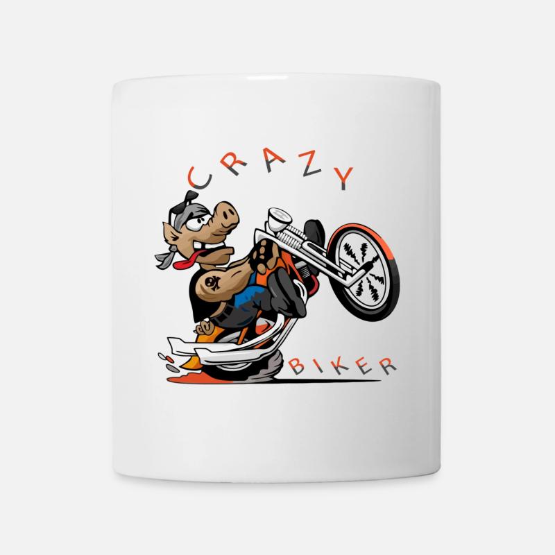 Dessin animé Motard Wild Dog - Mug blanc - blanc