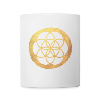 Gold Flower of Life Kreis Yoga Meditation Luxus - Tasse - Weiß - Vorne