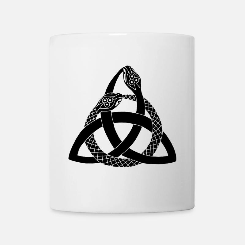 Schwarze Schlangen und keltisches Symbol - Tasse - Weiß