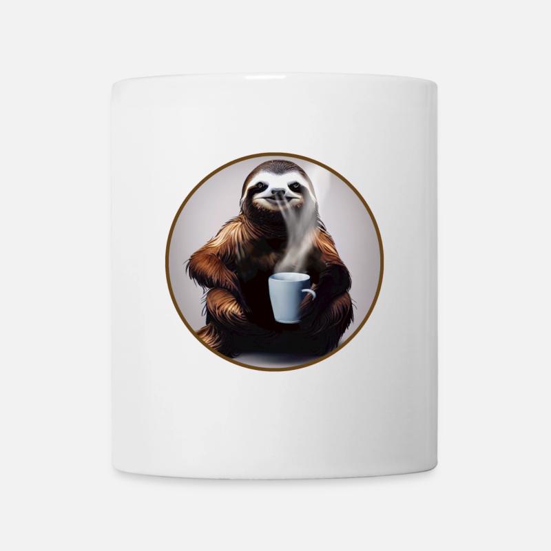 Faultier mit Kaffee - Tasse - Weiß