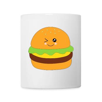 Kawaii, Burger, fast food - Tasse - Weiß - Vorne