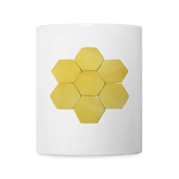 Gelbe Honigwaben Geometrie - Tasse - Weiß - Vorne