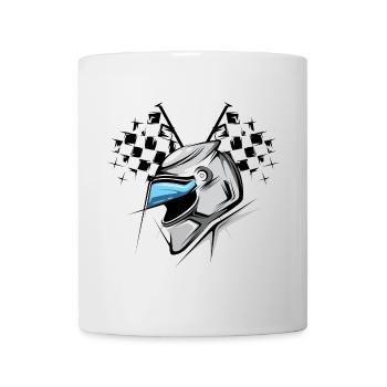 formula Zielflagge Helm Illustration racing Grafik - Tasse - Weiß - Vorne