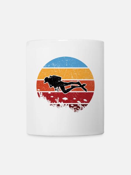 Sunset Diver Silhouette - Tasse - Weiß