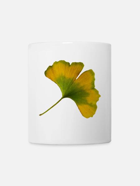 Ginkgo Leaf Autumn Ginkgo Leaf Yellow Green - Mug - white