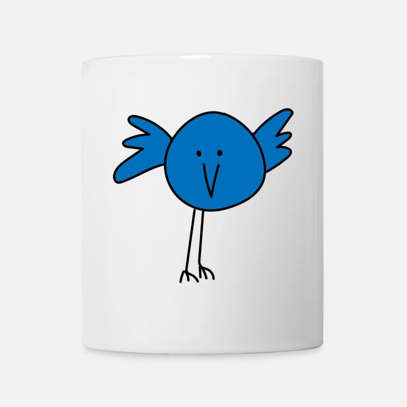 Visage d’oiseau ludique avec accent bleu - Mug blanc - blanc