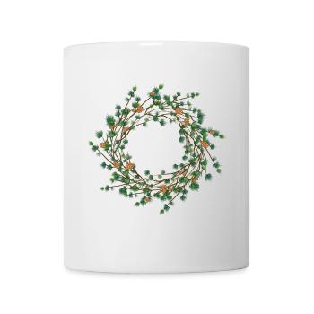 delicately filigree larch wreath as frame - Mug - white - Front