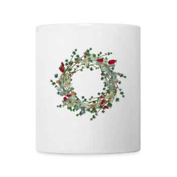 filigraner herbstlicher Lärchenkranz als Rahmen - Tasse - Weiß - Vorne
